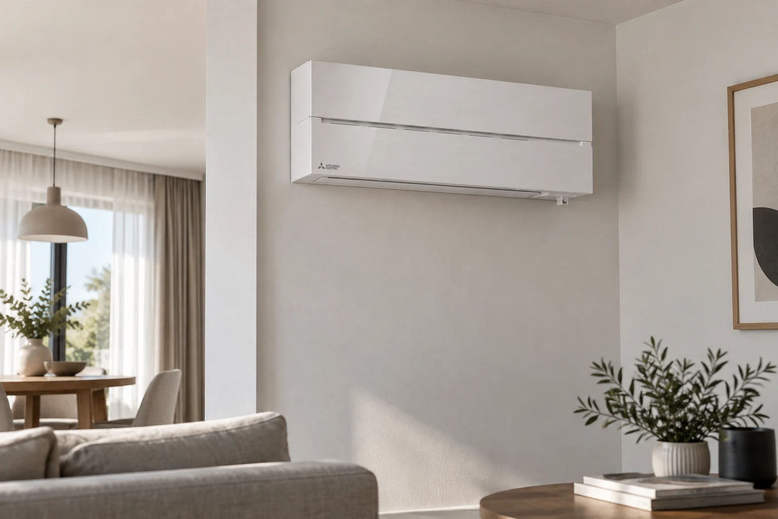 Mitsubishi Electric MSZ-LN Natural White в минималистичен модерен интериор
